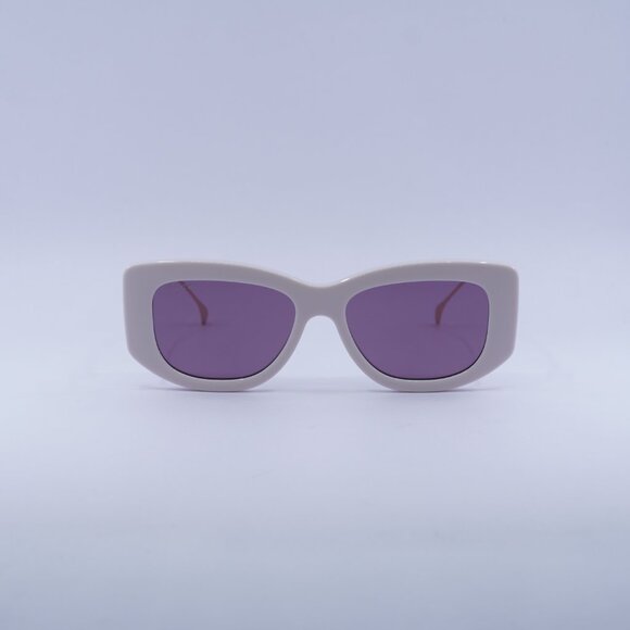 Gucci GG1566S 003 Sunglasses Ivory/Gold Rectangle Frame, Violet Lenses - Picture 3 of 12